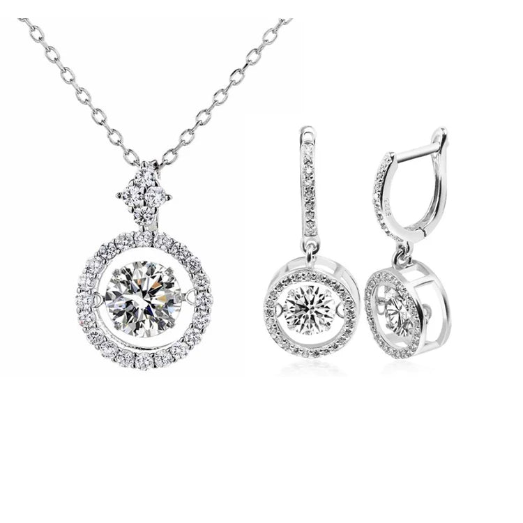 ArtistA Fine Round Cut 1CT VVS1 GRA Dancing Moissanite Earrings Necklace Set 925 Sterling Silver Women Valentines Day Gifts 2026 Jewelry