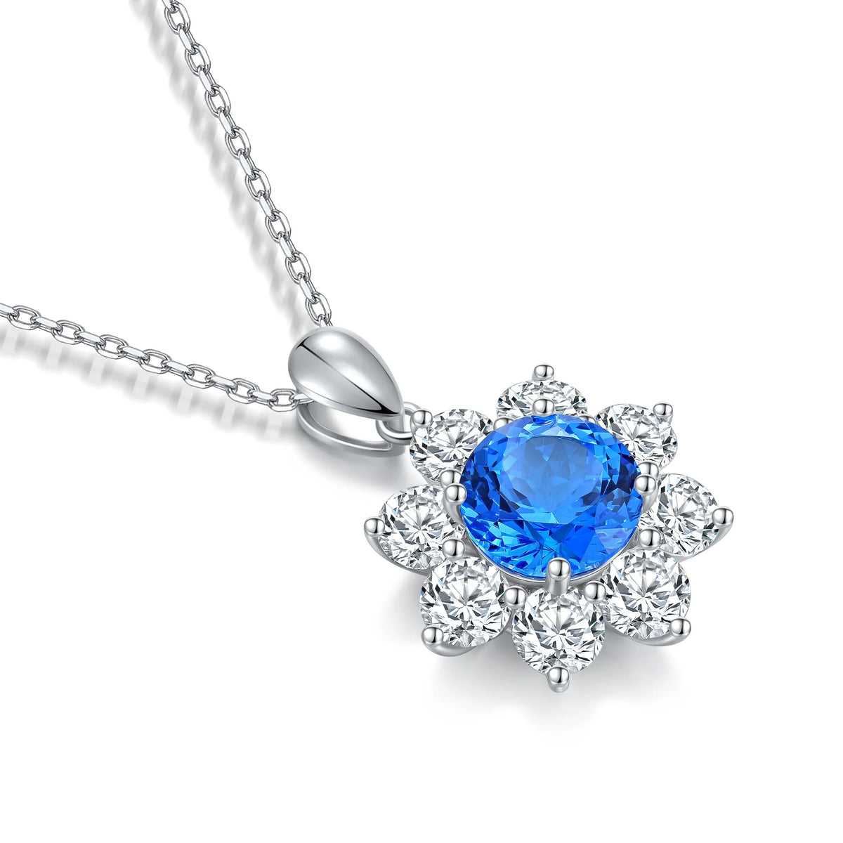 Gemfiori Anster 925 Sterling Silver High-quality Cultivated Cobalt Spinel Necklace - Suitable for Parties or As a Gift