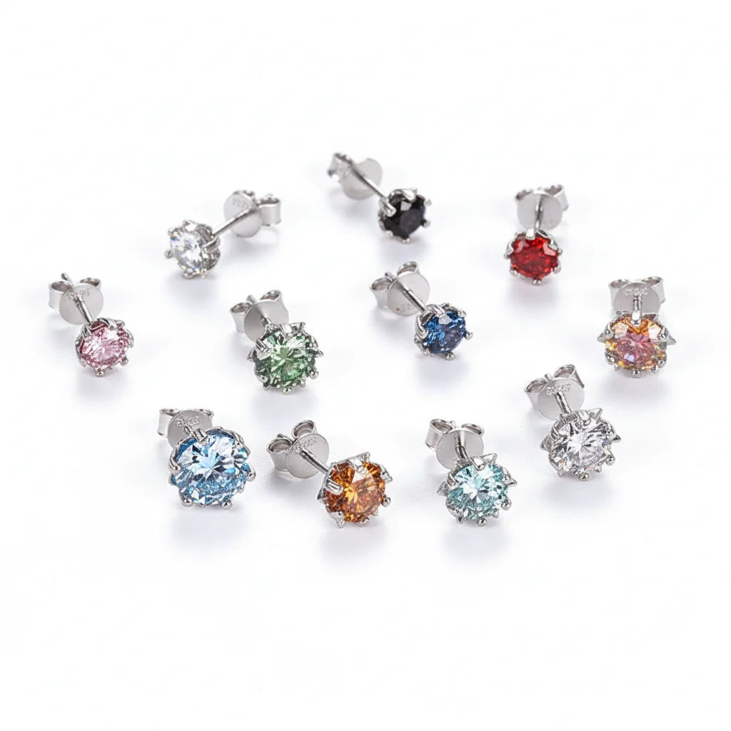 ArtistA Factory Jewelry 0.3-1CT Sparkling Round Moissanite Snowflake-Claw-Set Butterfly-Clutch 925 Silver Everyday Elegance Stud Earring