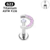 G23 Titanium Triangle Heart Fox Tragus Cartilage Helix Daith Piercing Stud Earrings for Women 16G CZ Ear Stud Pierc Body Jewelry