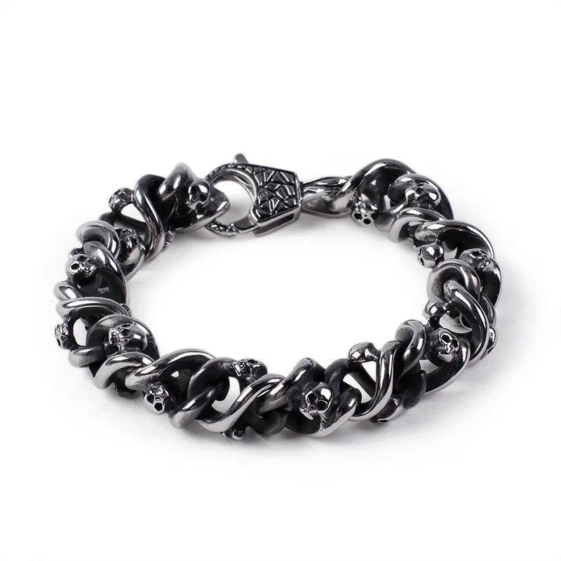 KALEN 316L Stainless Steel Silver Color Skeleton Charm Bracelets for Men