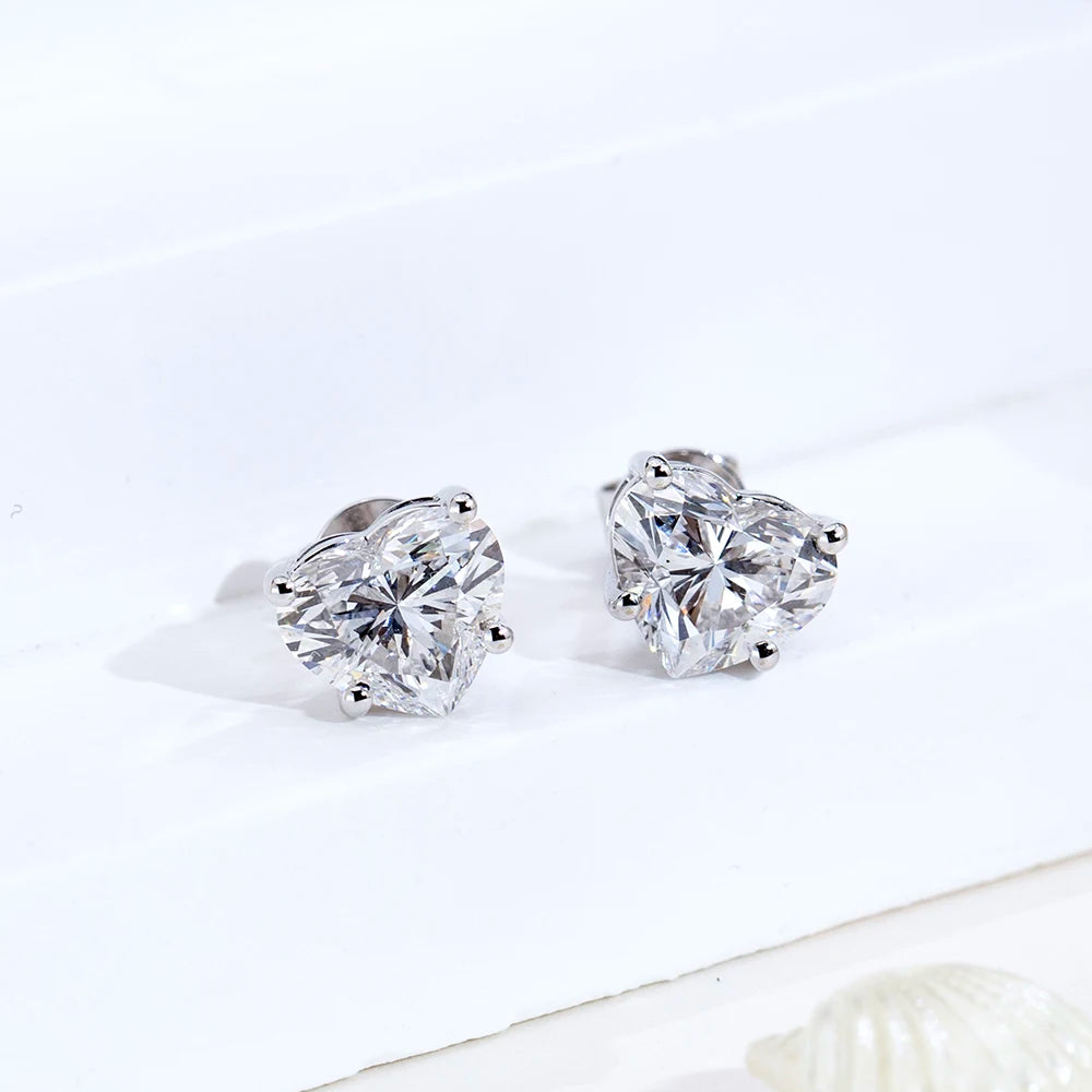Gemfiori MSE-819 in 9K Gold Stock Fashion Jewelry Earring 1.1ct Heart E VVS2 Lab Diamonds IGI Party Gift Women's Earrings