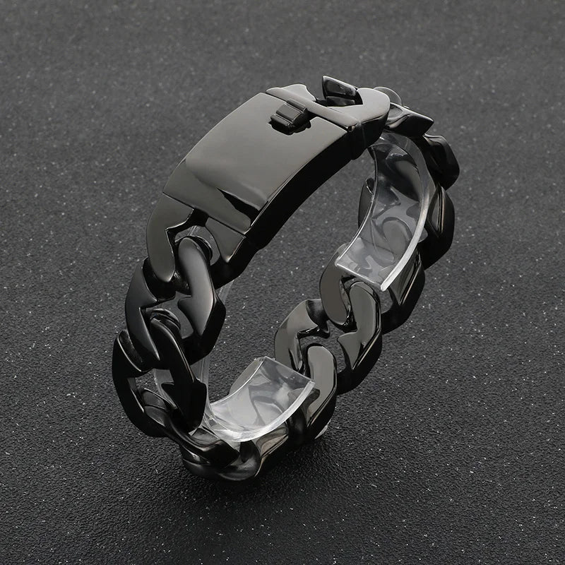 REBEL Trendy Fine Jewelry Fashion Bracelets Men Stainless Steel Polished New Cuban Links Bracelet Bangle