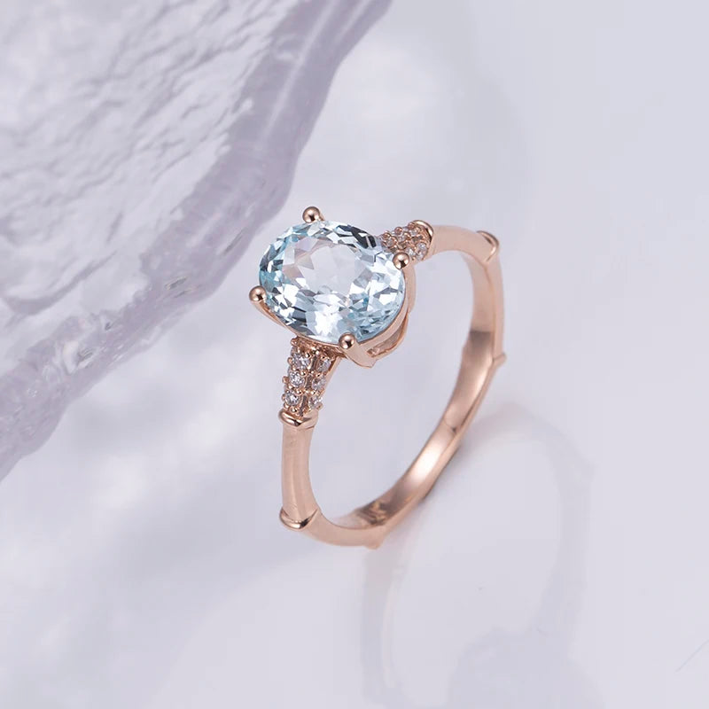 MSR-1228 Customized Jewelry 18K Rose Gold 7*9mm  Oval Lab Grow Gemstone Ring