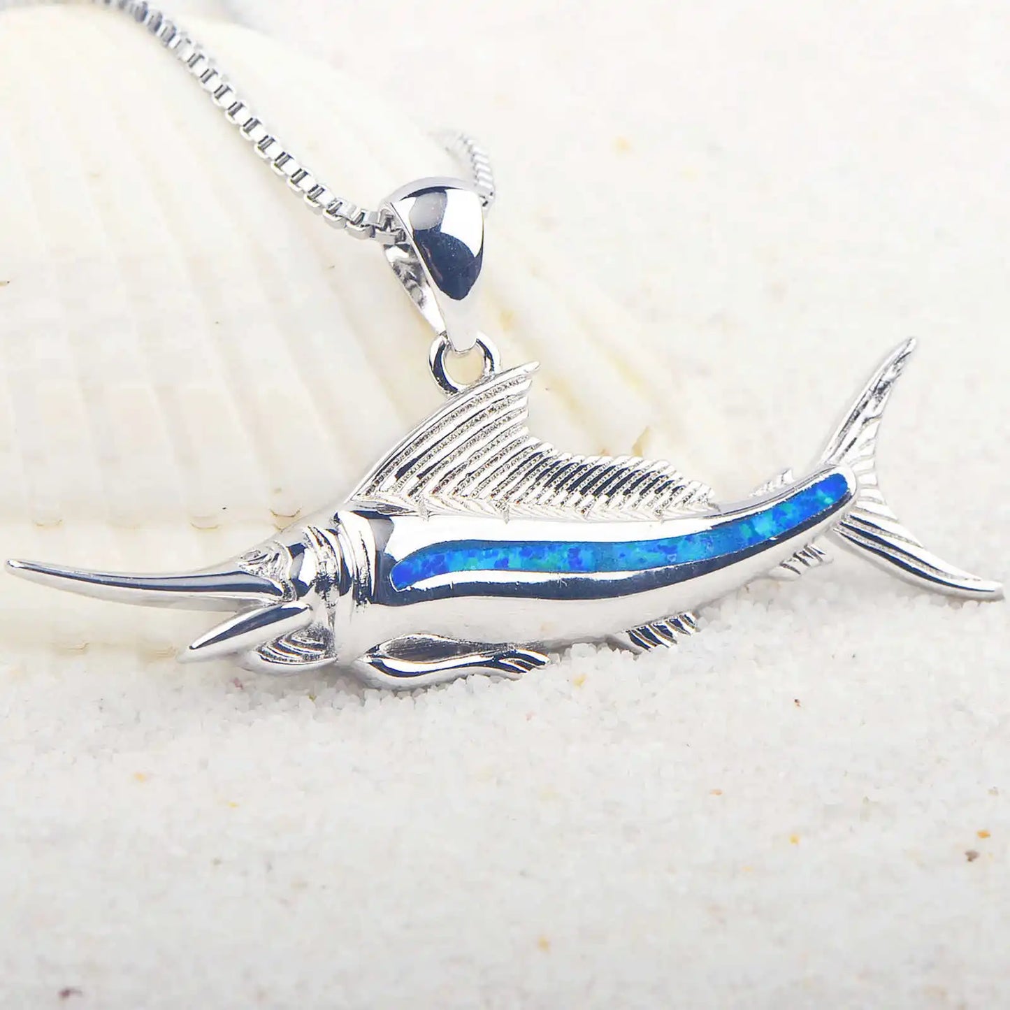 Hawaii Beach Style Hiphop Charm Women's Marlin Opal Pendant and Clavicle Chain for Children