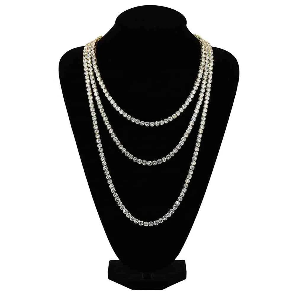 S&S 3mm 4mm 5mm Tennis Chain Jewellery Diamond Choker Iced Out CZ Hip Hop Chains Zircon Bling Jewelry Gold Silver Rose Tennis Chain