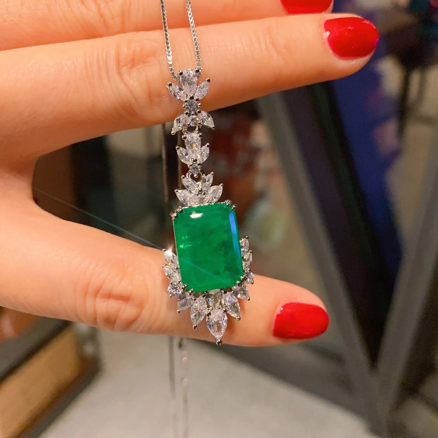 Wholesale Bulk Buyers Eco-friendly Copper 12*16MM Green Zircon Creative Full Diamond Jewelry Sets Fashion for Women