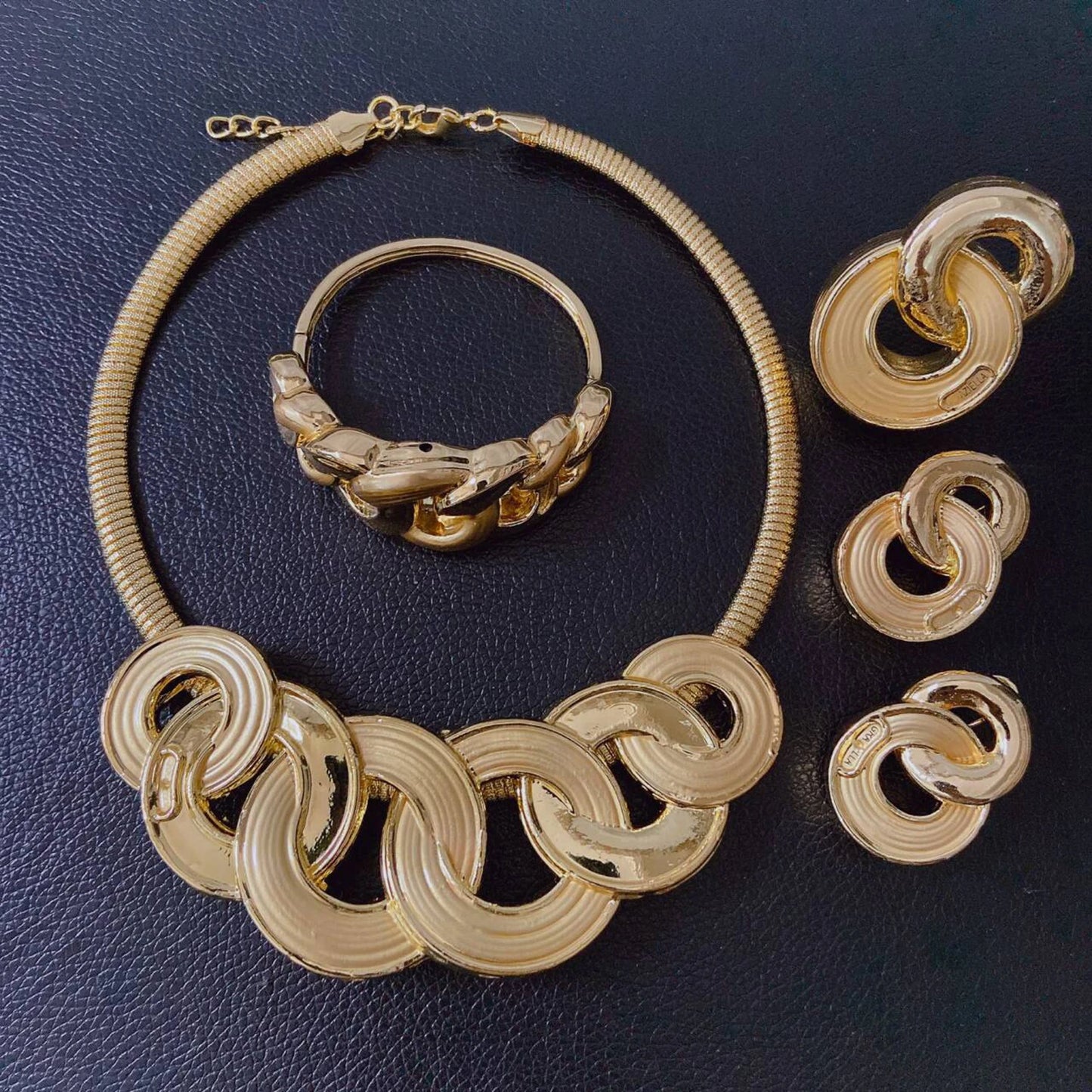 Zhuerrui Gorgeous Bridal Jewelry Set High Quality 24K Gold Plated Hipster Hip Hop Party with Necklace Earrings BraceletHK012022