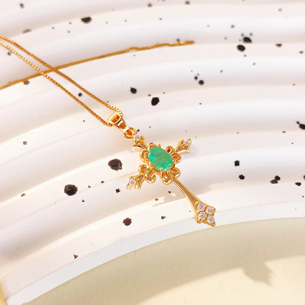 Gioiellieri Hot Popular Vintage 925 Silver Emerald Fashion Classic Style Rose Gold Plated China Oval Cut Pendant Gift