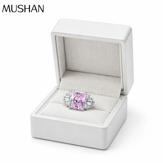 MuShan Jewelry Factory New 925 Sterling Silver Rings Bands 8 * 10 Ice Flower Cut High Carbon Diamond Square Large Ring Jewelry