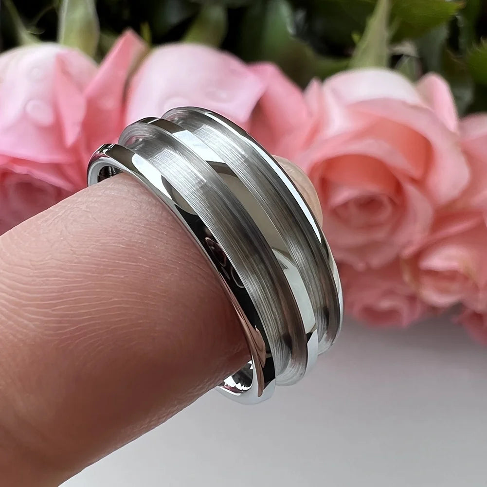 Coolstyle Jewelry 8mm Wholesale Tungsten Blank Core Ring for Customized Inlay with 2.5mm Double Grooves  Domed Comfort Fit