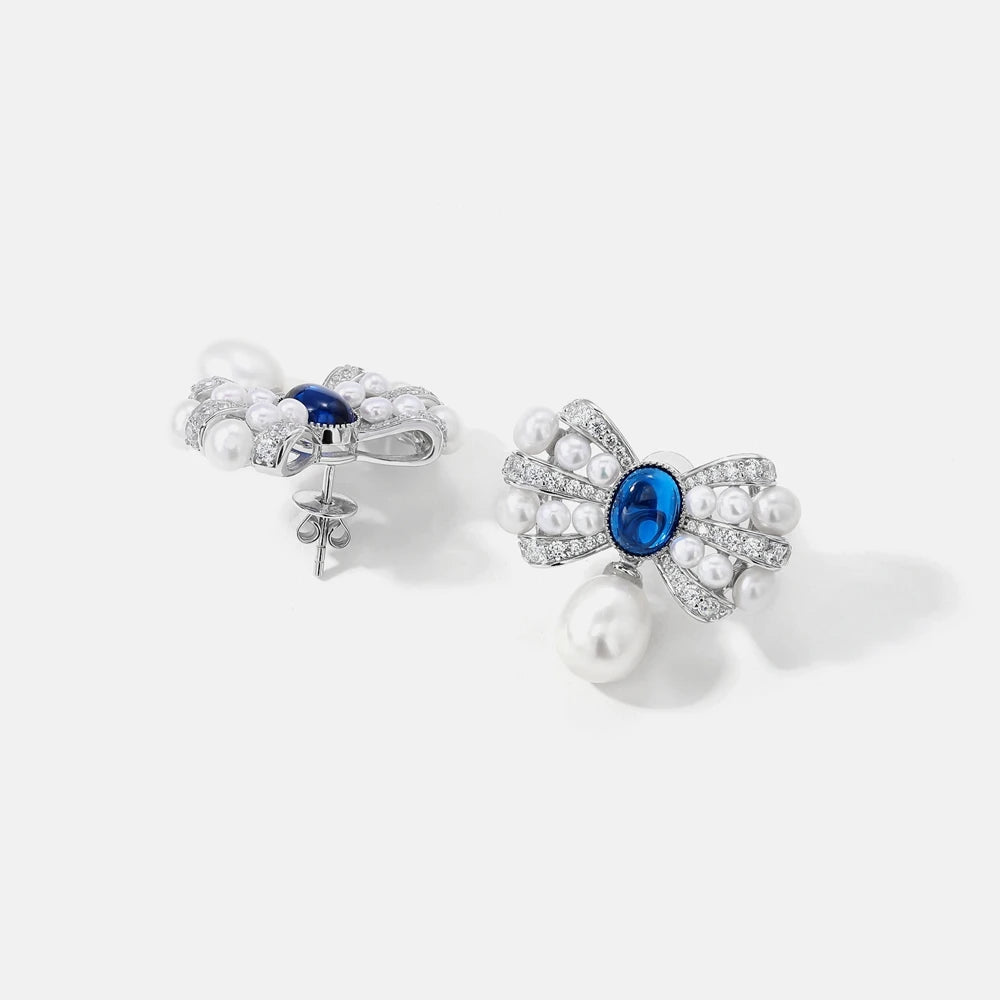 MUSHAN Jewelry Factory S925 Natural Pearl Stud Earrings Light Luxury and High End Bow Ear Accessory Cross Border Bestseller