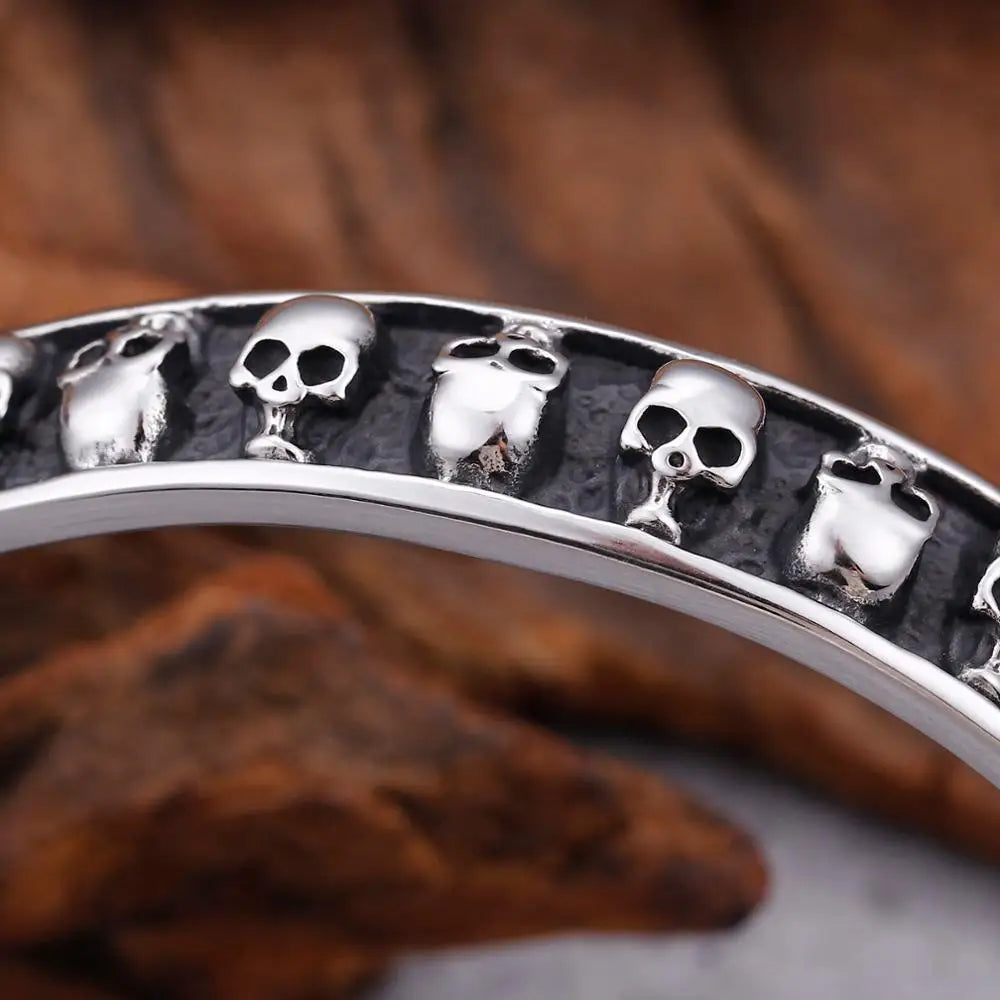 KALEN Stainless Steel Punk Skeleton Open Cuff Bangles Men