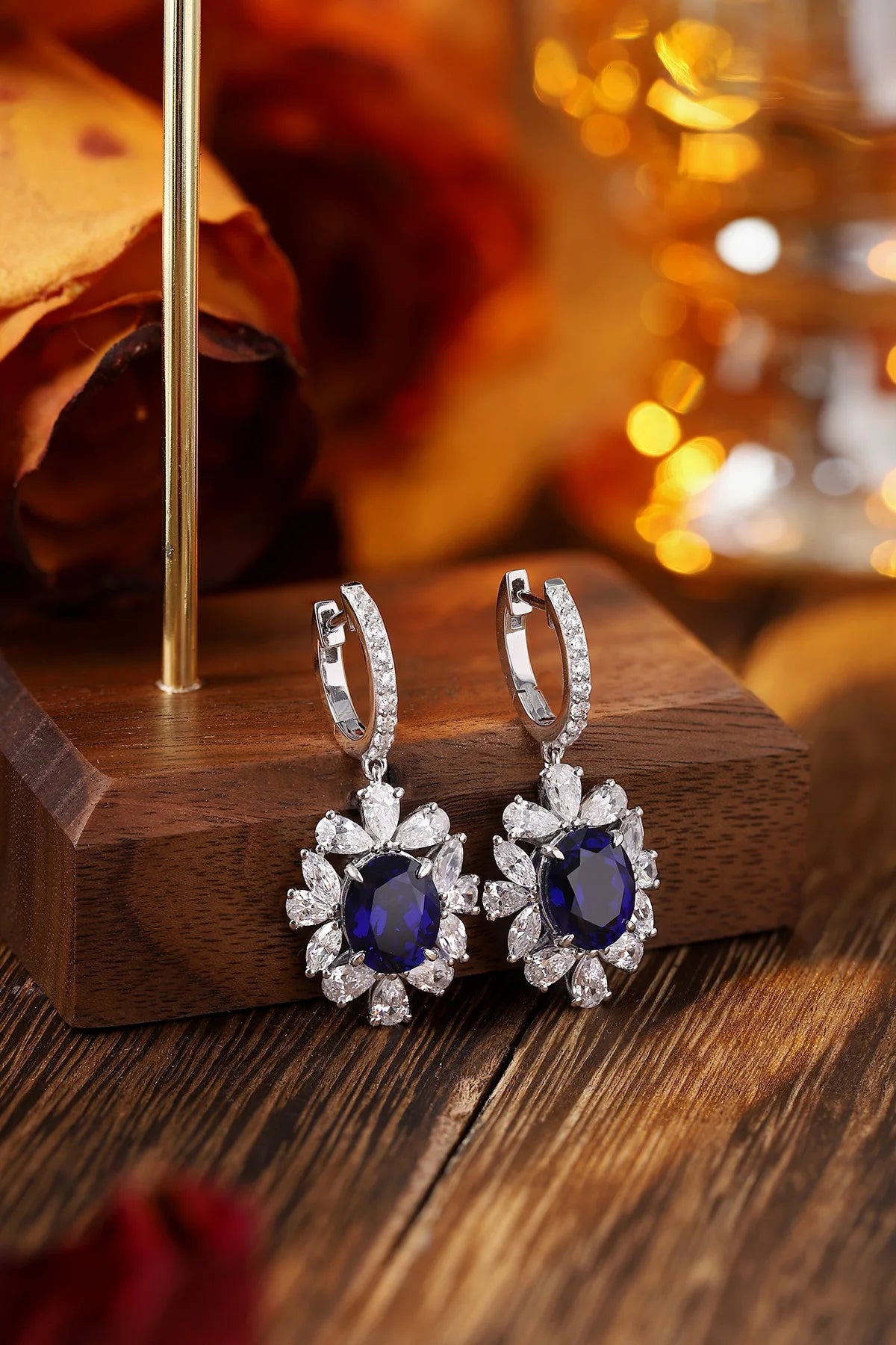 Gemfiori Anster High Quality S925 Lab Grown Sapphire Earring Stud Dainty Gemstone Stud Earrings for Women Daily Wear Gift