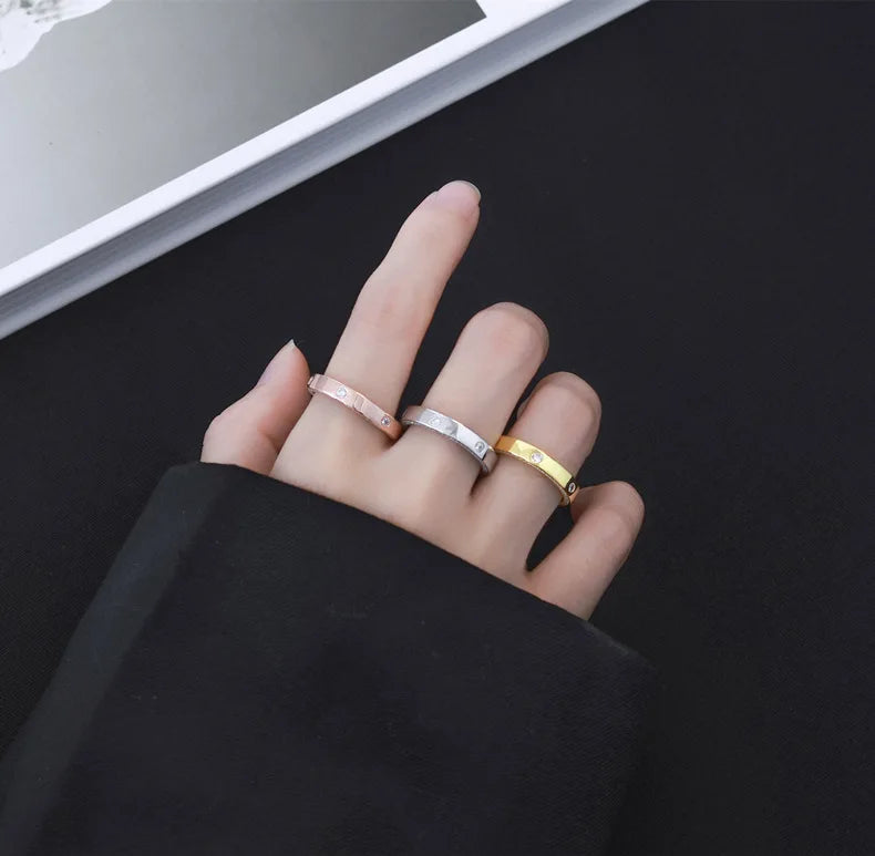 MuShan Jewelry Factory New Diamond Lined Ring S925 Pure Silver Ring Fashionable  Trendy  Light Luxury Niche Accessory