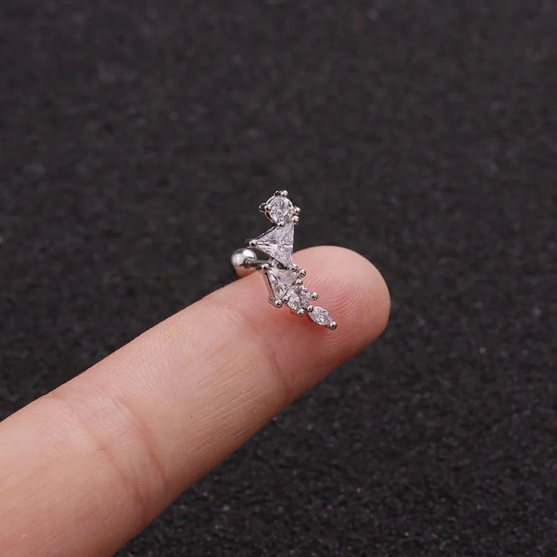 S&S 18K Gold Plated Zircon Stud Earrings | Stainless Steel Ear Bone Nail | S&S Collection