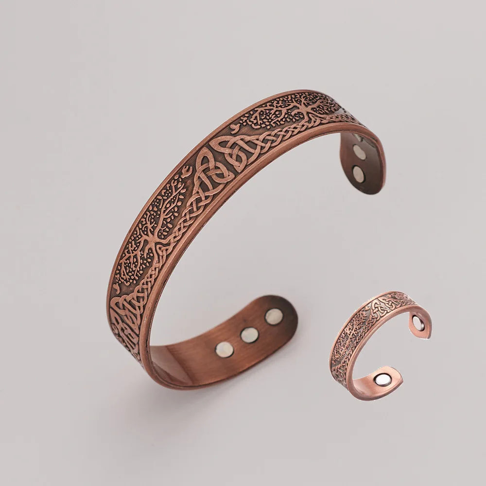 Vintage Magnetic Bracelet, Adjustable Open Cuff with Celtic Knot Design, for Men & Women