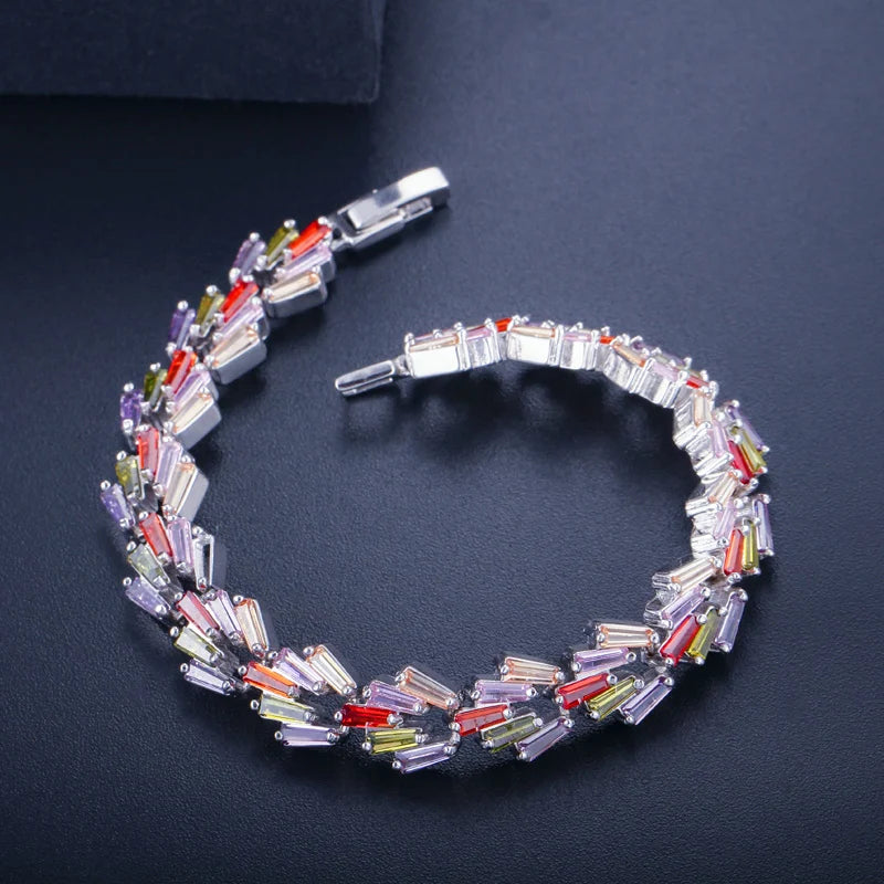 S&S CZ Trapezoid Tennis Bracelet – 5 Colours – Collection