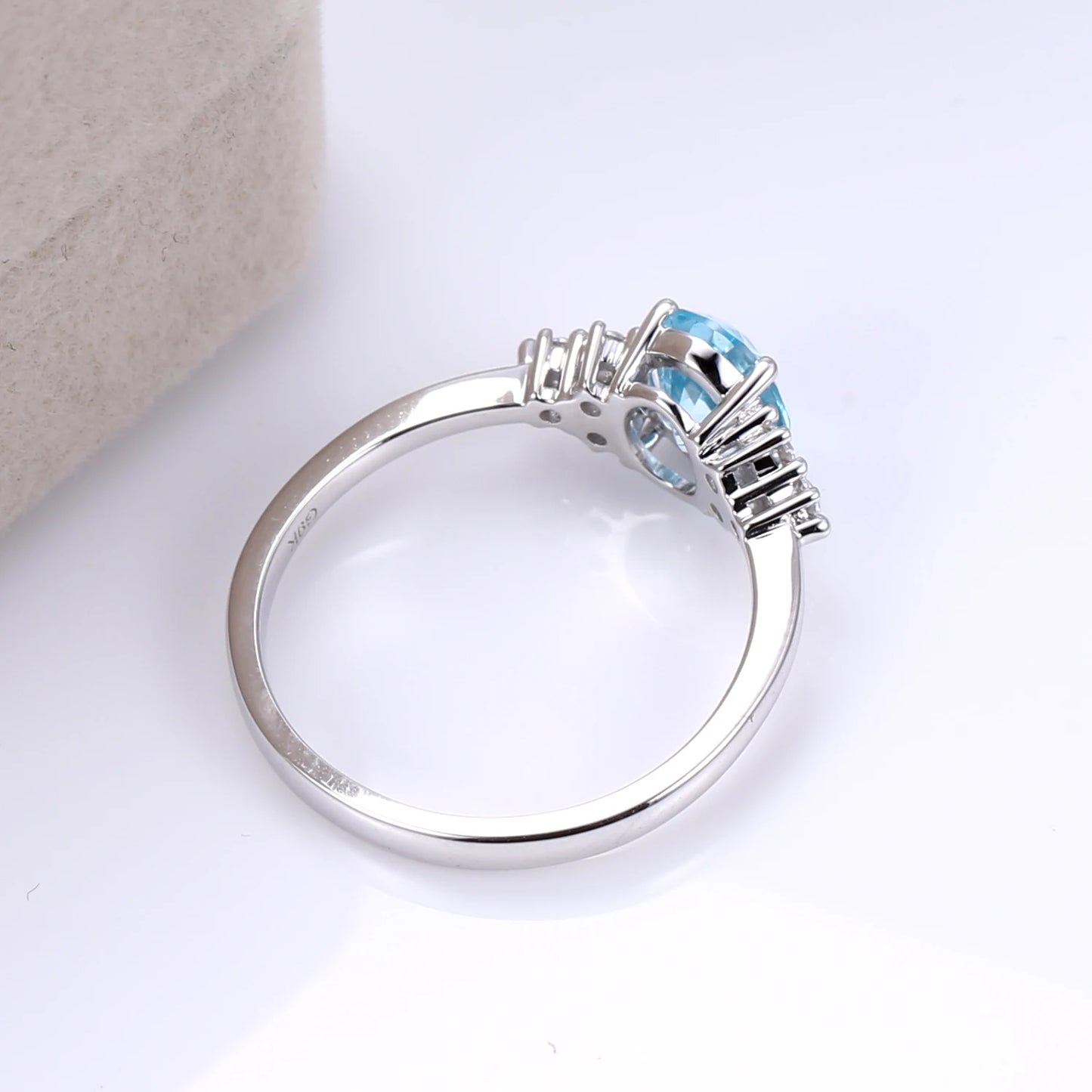 Messi Jewelry  MSR-1087 9K Gold Lab Aquamarine Fine Jewelry Rings for Women