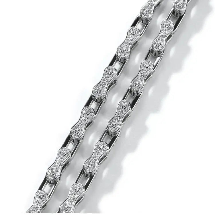 S&S New Jewelry Designs Brass Jewellery Zircon Accessories Personalized Bicycle Chain Bracelet 5mm Gold Plated Necklace Hollow Chain