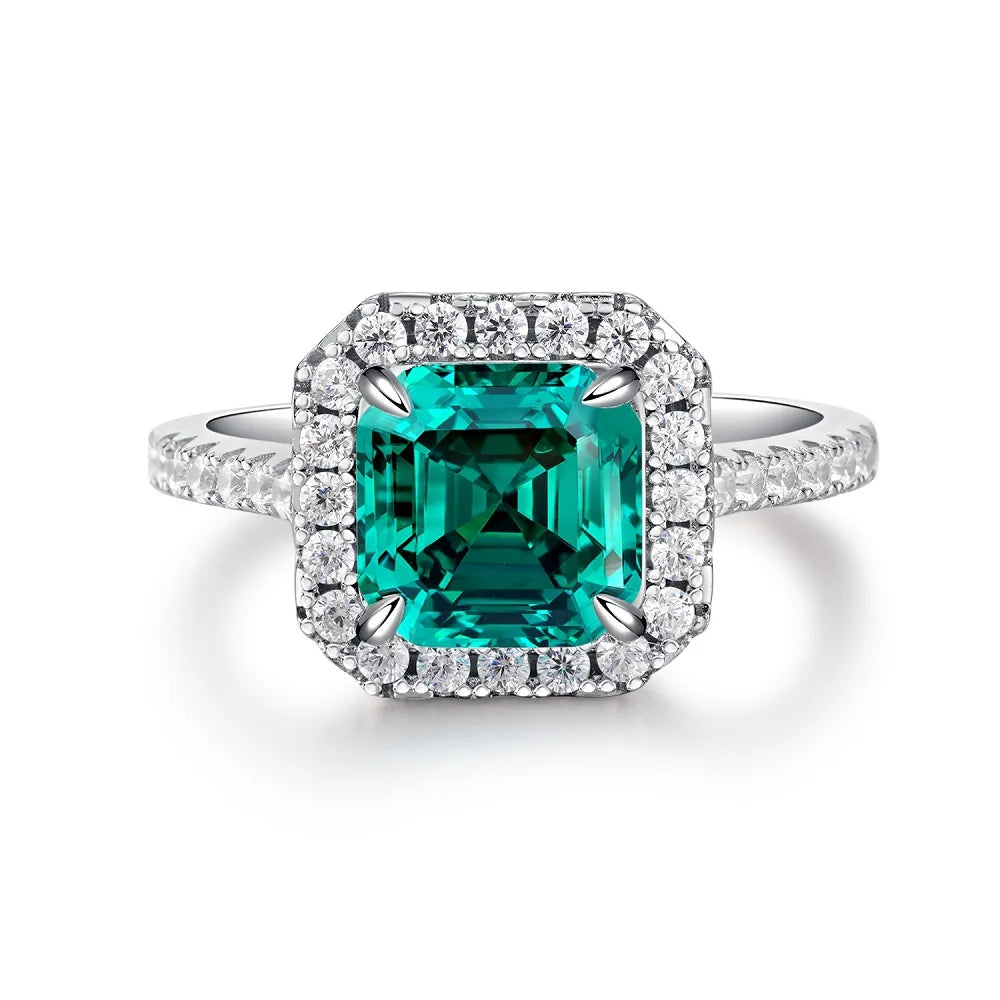 Elegant Women 925 Sterling Silver Emerald 5A 8A Cubic Zirconia Ring Promise Wedding Rings Custom Jewelry Manufacturing OEM/ODM
