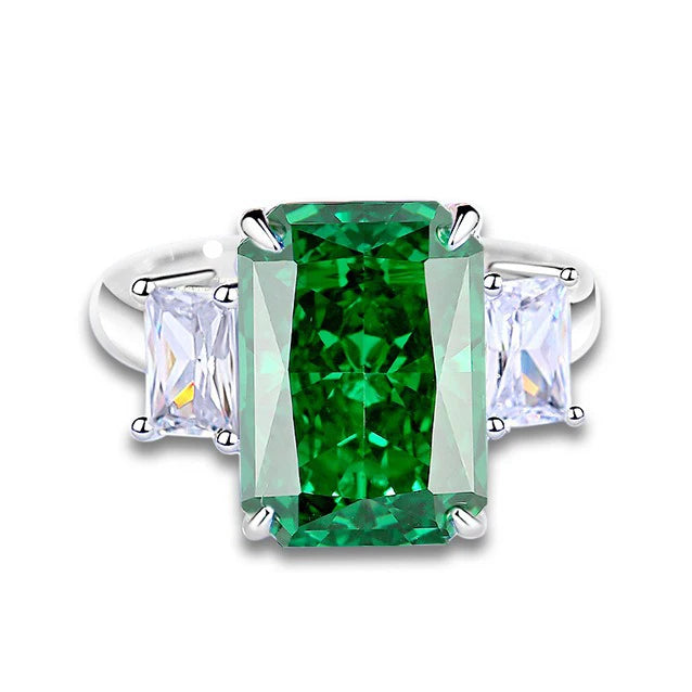 Wholesale 925 Sterling Silver Emerald 5A 8A Zirconia Ring Women Engagement Wedding Rings Custom Jewelry Manufacturing Supplies