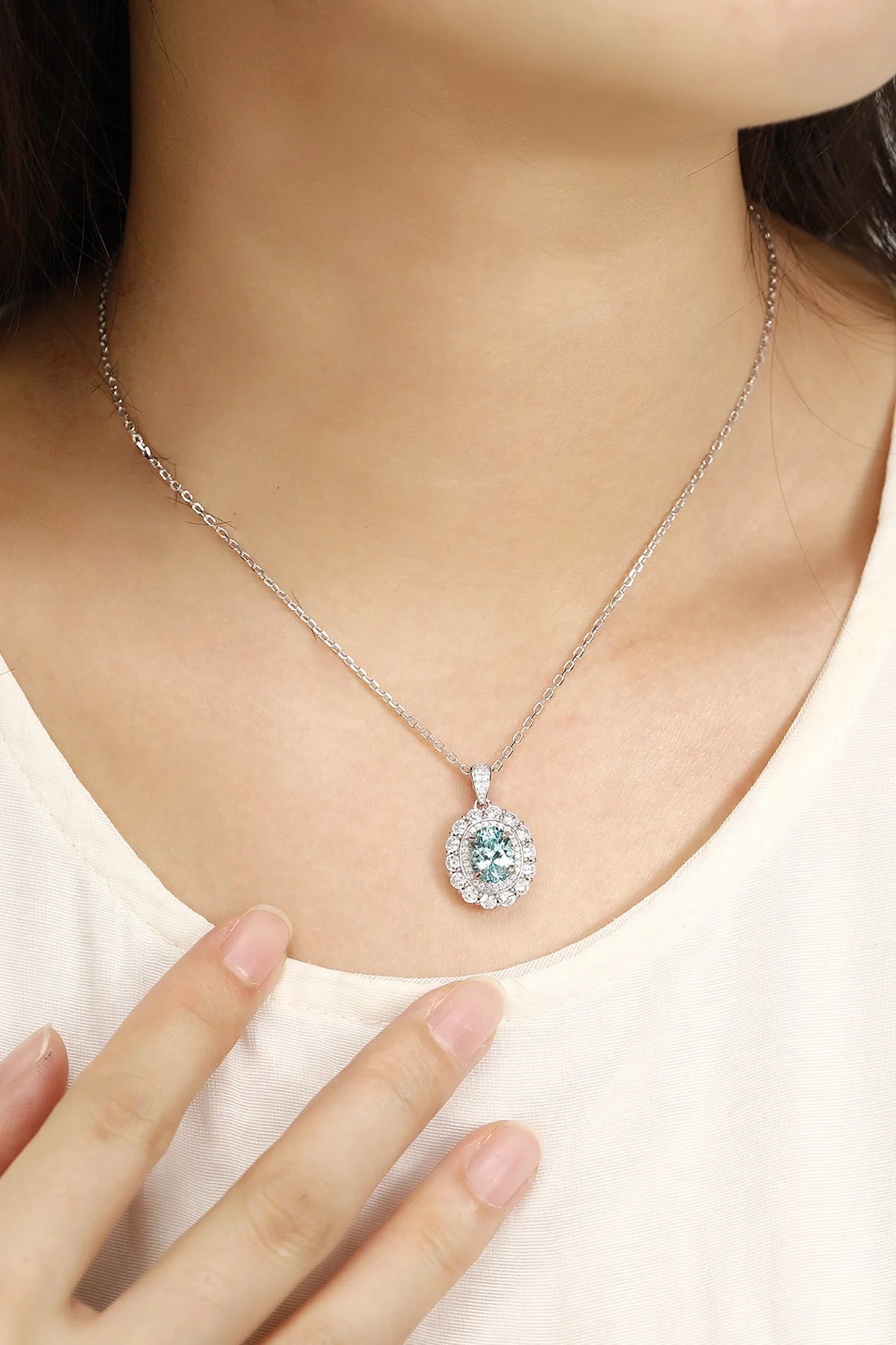 Gemfiori Anster 925 Sterling Silver High-quality Cultivated Paraiba Necklace - Suitable for Parties or As a Gift