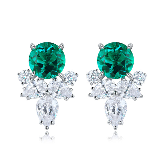 Gemfiori China Factory New Design Gemstone Cultivated Emerald Earrings