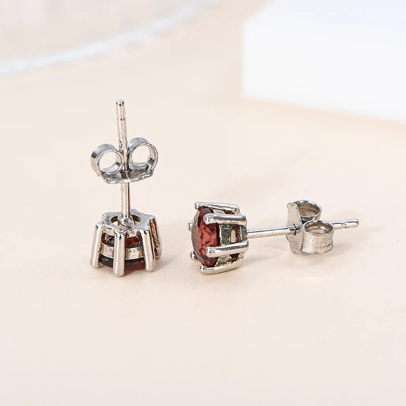 Gioiellieri Elegant Natural Garnet Stud Earrings, Gift Box Packed, Perfect Women's Day/Christmas Gift