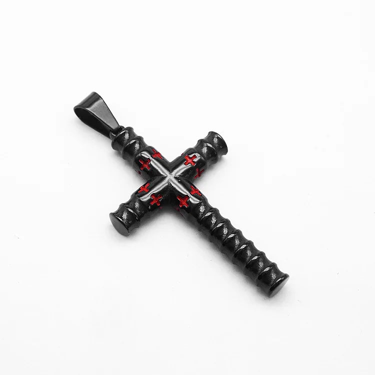 Religious Threaded Cross Non Anti Tarnish Free Waterproof Stainless Steel Pendant Fashion Jewelry Necklace Men Wholesale