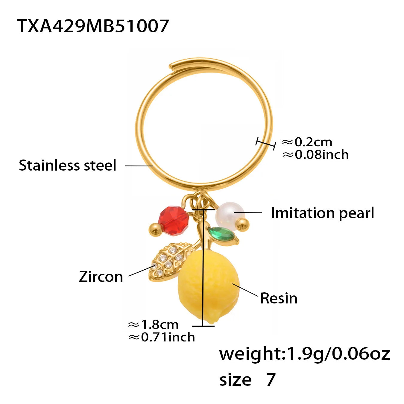 Lemon Fruit Zircon Jewellery Collection | Necklace, Earrings, Bracelet & Ring | Gold & Silver