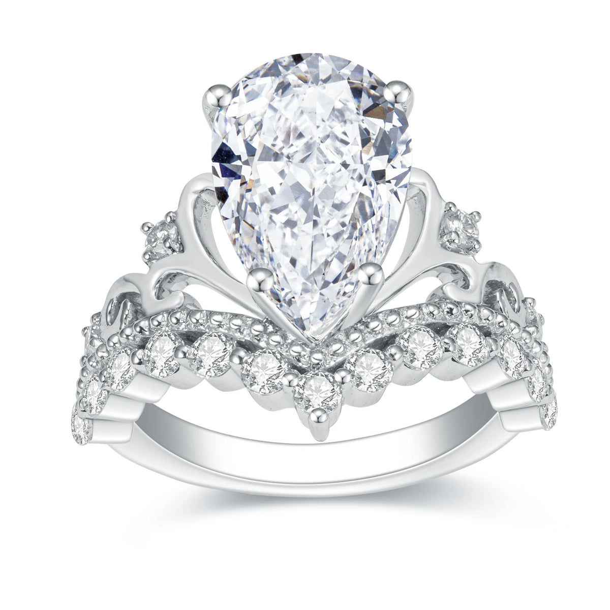 Gemfiori MSR-1518 Custom Ring Jewelry IGI Certification 4ct E VVS2 Engagement Ring PT950 Pear Cut Lab Grown Diamond Ring