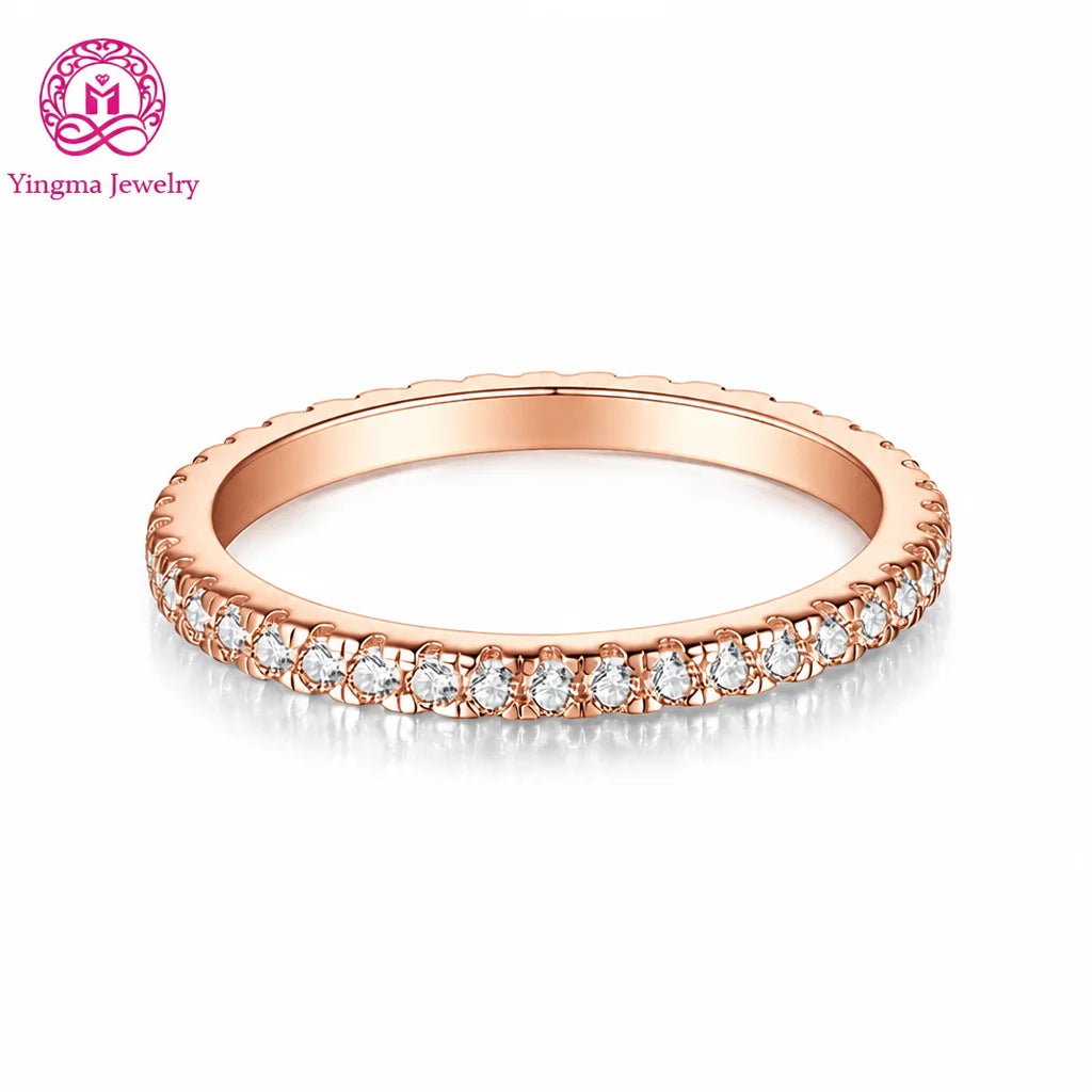Gioiellieri Round Brilliant Lab Grown Diamond Half Eternity Band 1.5mm DEF VVS 9K 10K 14K 18K Gold Platinum Women Fine Jewelry