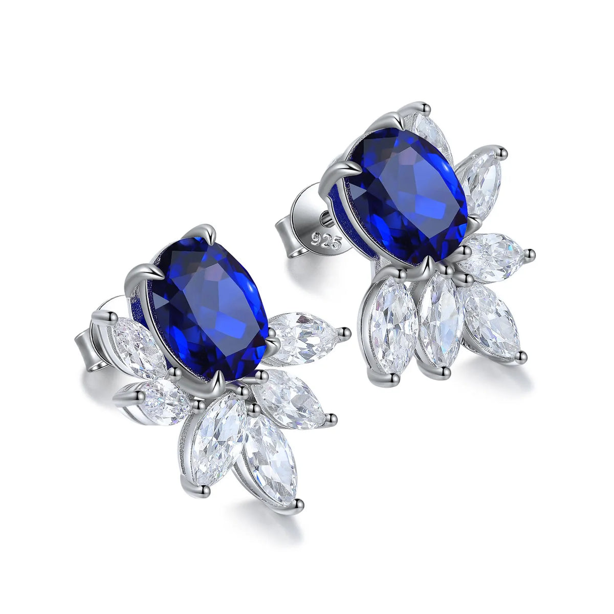 Gemfiori Anster High Quality S925 Lab Grown Sapphire Earring Stud Dainty Gemstone Stud Earrings for Women Daily Wear Gift