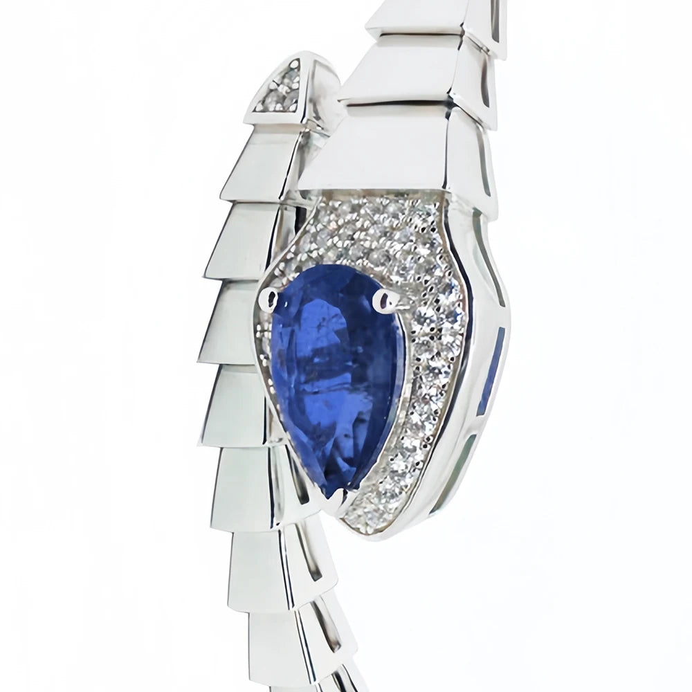 MUSHAN Jewelry Factory Spirit Snake Shape Design 925 Silver Bangles Synthetic Sapphire High Carbon Diamond Fine Jewelry Bracelet