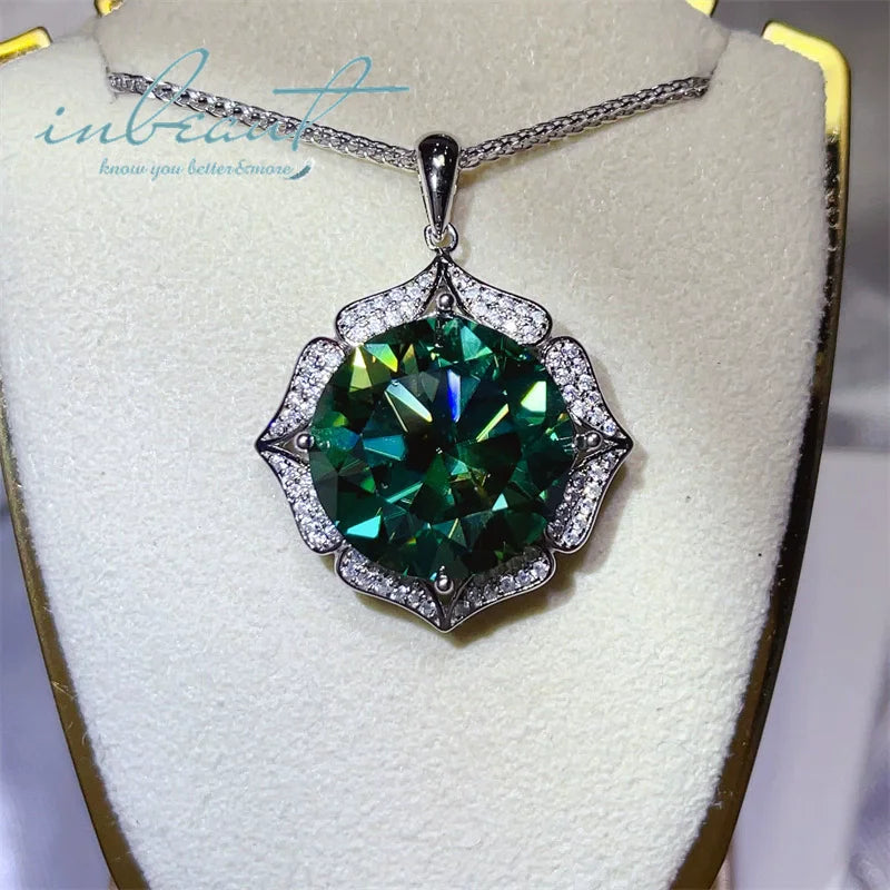 S&S 30ct Green Moissanite 925 Silver Bridal Jewellery Set | Ring, Earrings & Necklace | S&S Collection