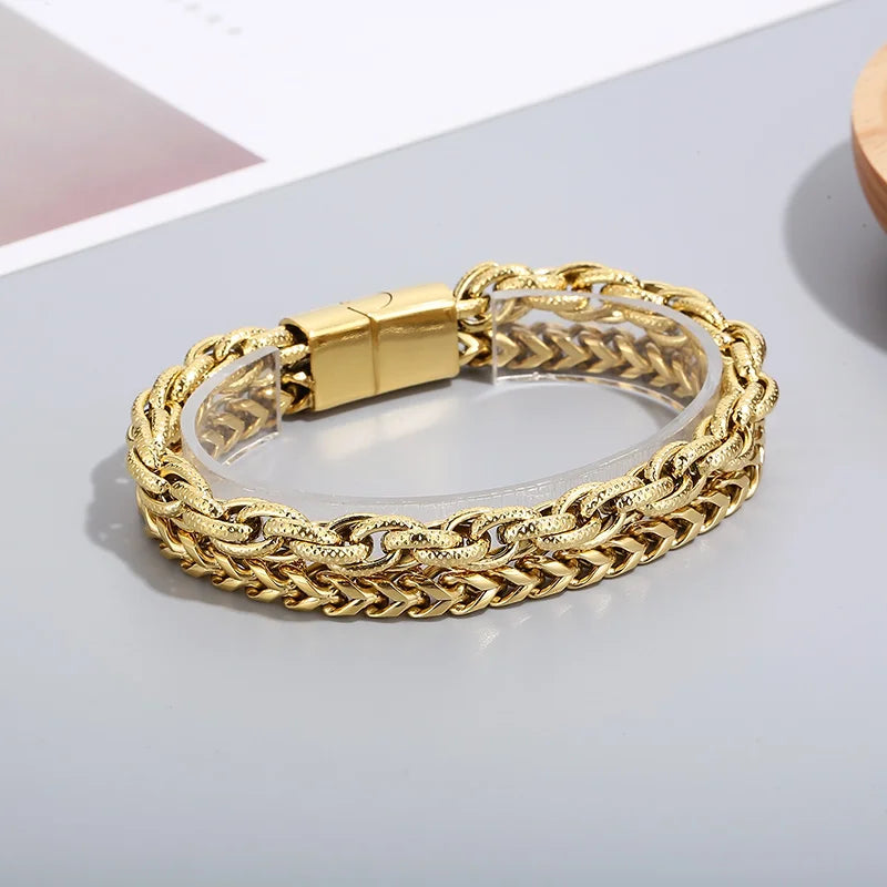 KALEN Hip Hop Panzerkette Edelstahl Herren Armband With Magnetverschluss Aus Edelstahl