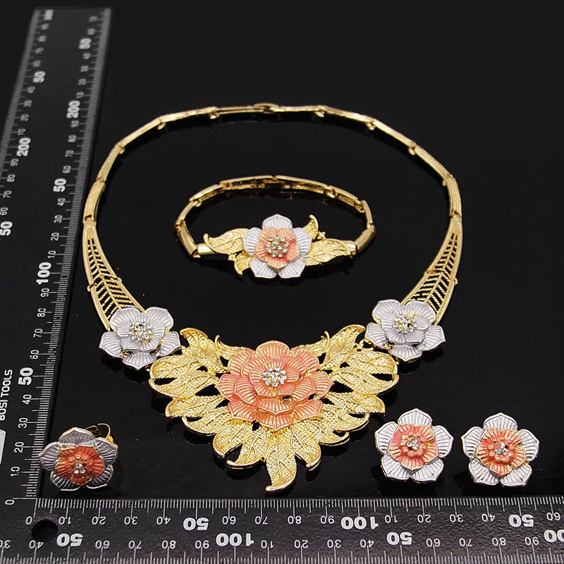 Zhuerrui Mother's Love I Love You Hug and Kiss Jewelry Sets Germany Fashion Plated Gold Xoxo Stainless Steel Jewelry Set
