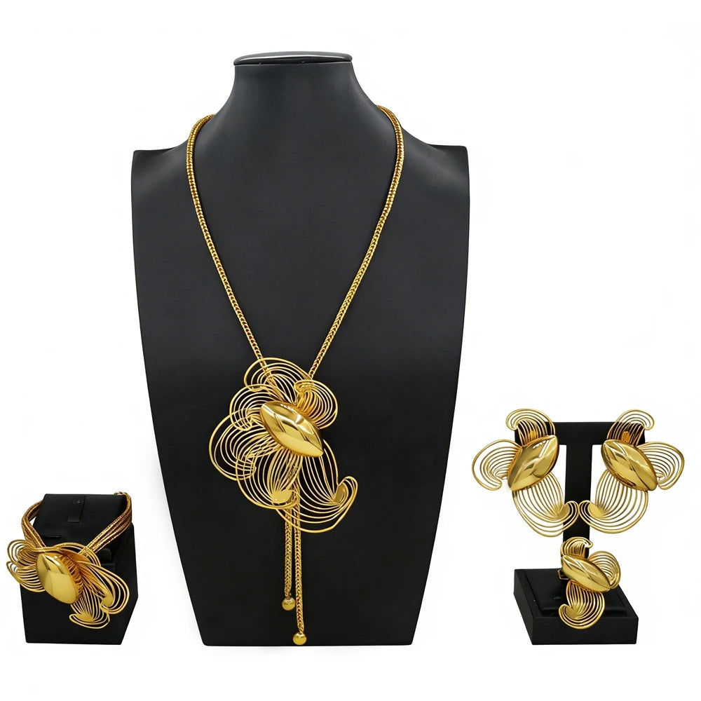 Italian Jewelry Set Alloy Brazilian Jewelry Sets Wedding Party Pendant Necklace Bracelet Ring Earrings Jewelry Set HE2550120