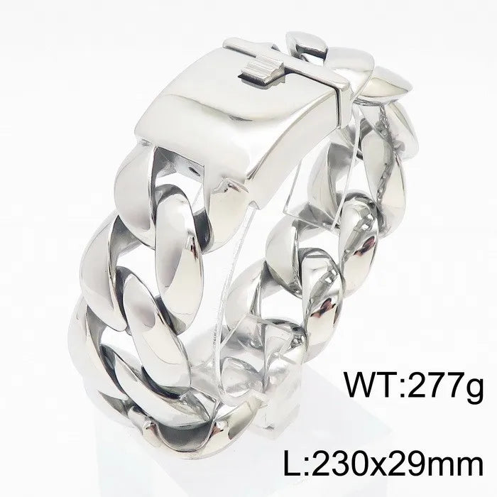 KALEN Vintage Men Hip-Hop Stainless Steel Fashion Jewelry Bracelets Cuban Link Chain Bracelet