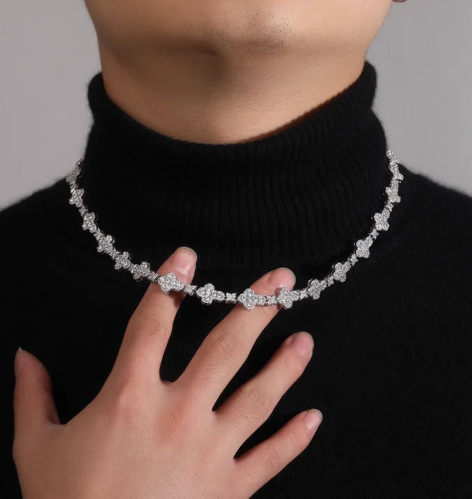 Luxury Zircon Bling Chain Cross Necklace for Unisex Factory Direct Hip-Hop Versatile Choker Necklace