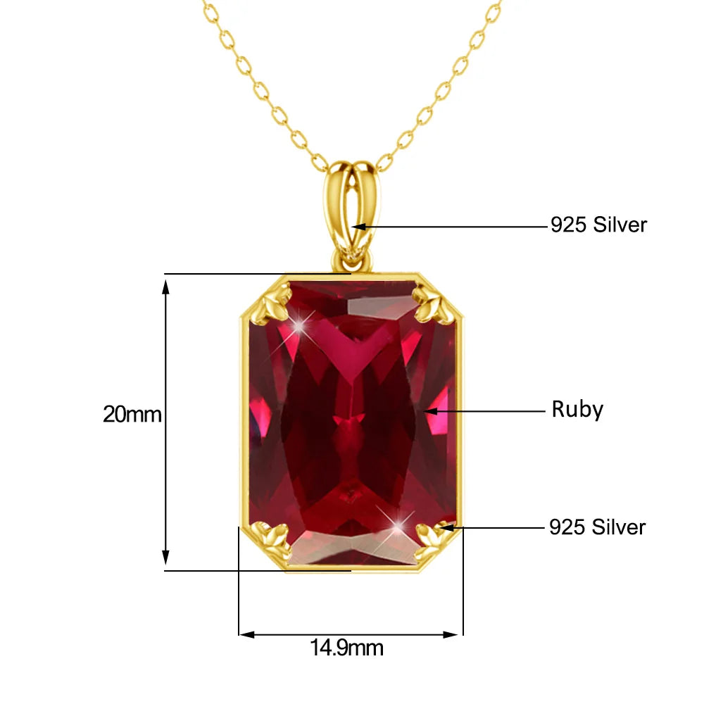 REDheart Classic British Court Jewelry Cocktail Party 925 Sterling Silver Plated 18K Gold Emerald Sapphire Pendant Necklace