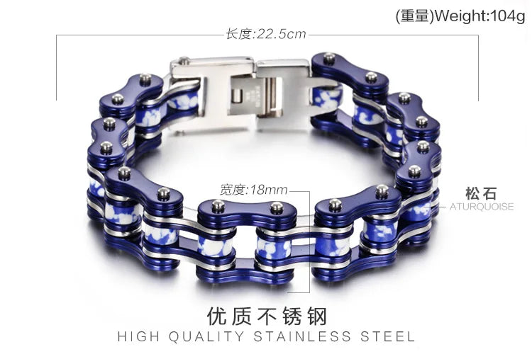 REBEL Motorcycle Biker Chain Men Stainless Steel Link Charm Bracelet