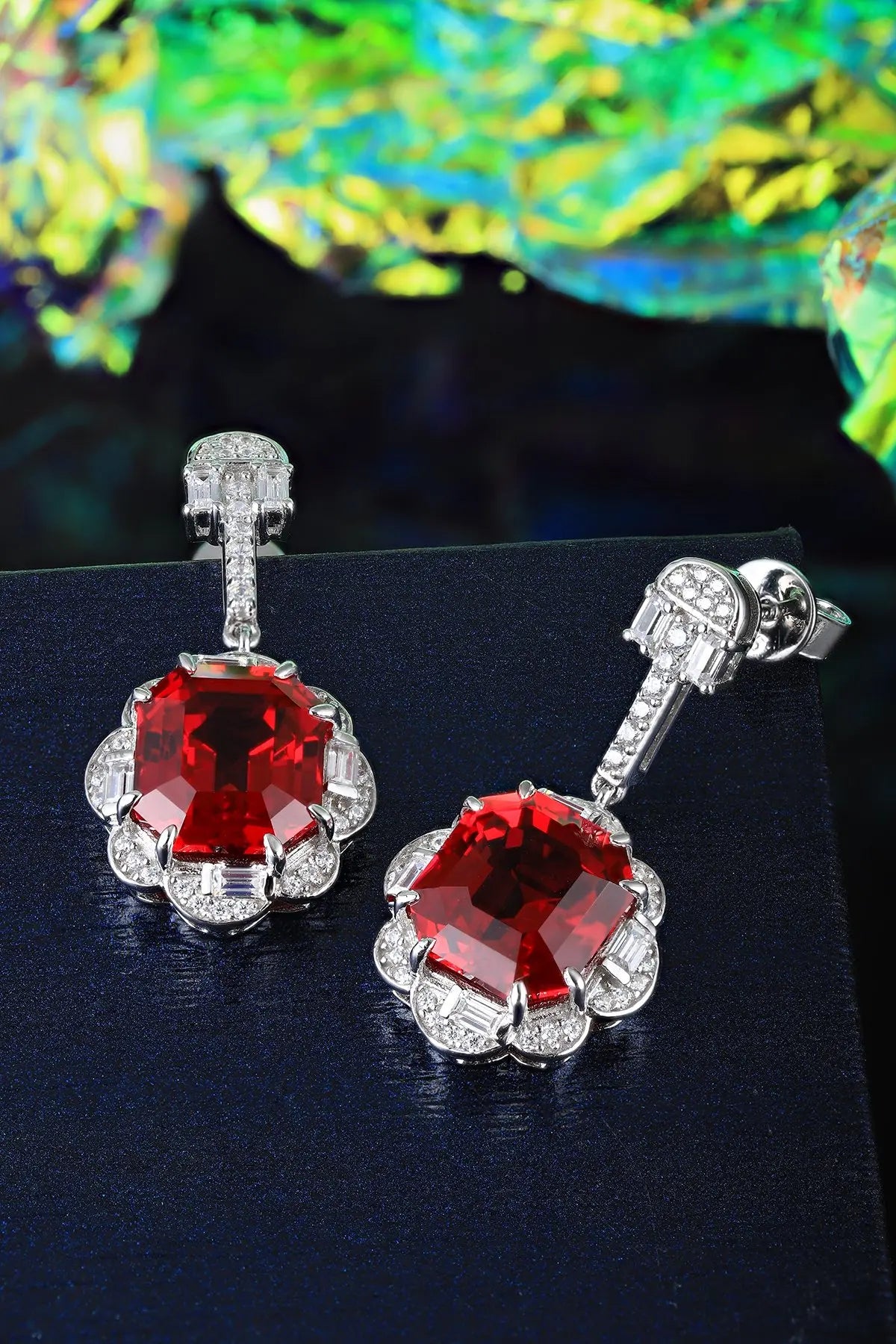 Gemfiori Anster High Quality S925 Lab Grown Ruby Earring Stud Dainty Gemstone Stud Earrings for Women Daily Wear Gift