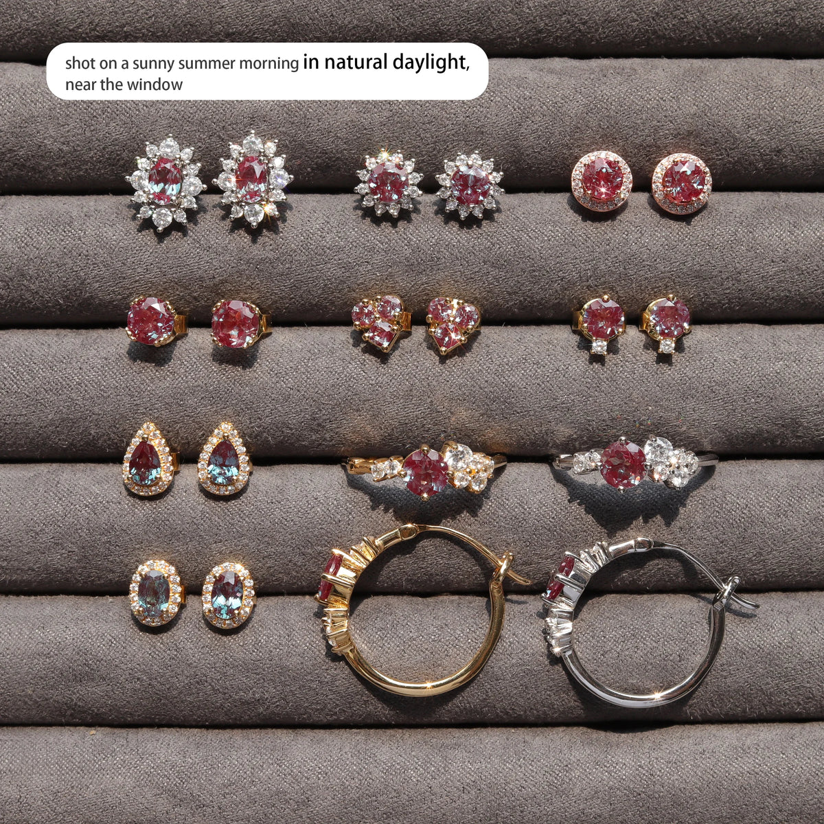ArtistA Abiding Halo Solitaire Multi-shape Design 925 Sterling Silver Lab Grown Alexandrite Stud Earrings Hoop Earrings Gold Plated