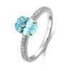 Gemfiori Fashionable Popular Rings Jewelry Blue Paraiba Wedding Ring Women Size 4-11 Women Paraiba Ring Mian Stone