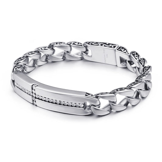 KALEN Personality Croving Flower Inlaid Zircon Cross Men's Bracelet