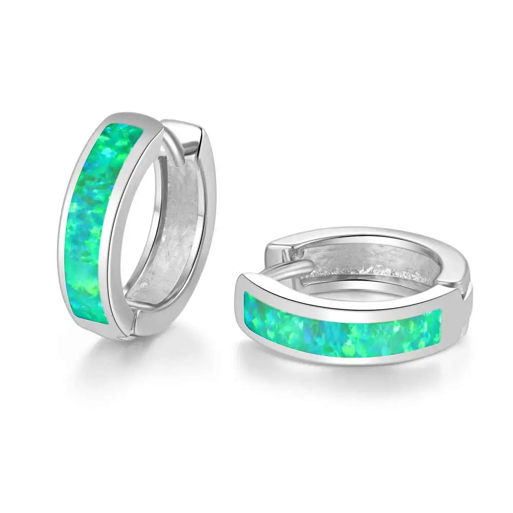 Australian Style Luxury Small Opal Stud Earrings in Silver Plated Brass for Girls with Small Ears Gift