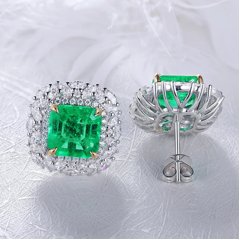 Gemfiori Shenzhen Gemfiori Custom Jewellery 18k gold earring with lab grown emerald and diamond optional 14k 10k 9k Gold Platinum