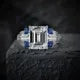 MuShan Jewelry Factory S925 Silver 4 Carat Artificial Gemstone Rectangular 8*10 Ring High Carbon Diamond Light Luxury Ring